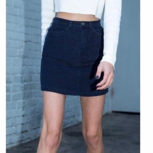 Brandy Melville Navy Blue Mini Corduroy Skirt